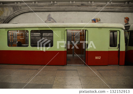 A subway train waits for passengers in Pyongyang, North Korea A subway train waits for passengers in Pyongyang, North Korea 132152913