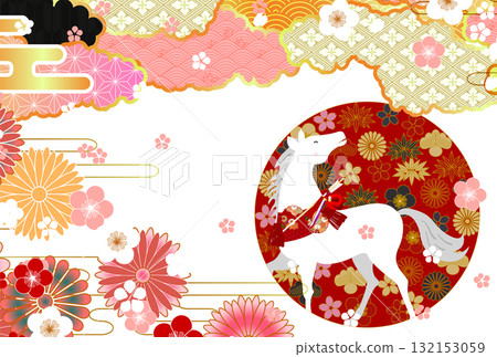 Horse New Year's card zodiac background 132153059