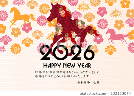 Horse New Year's card zodiac background 132153074