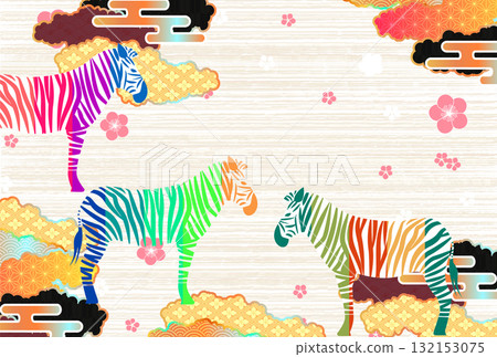 馬年賀卡十二生肖背景 132153075