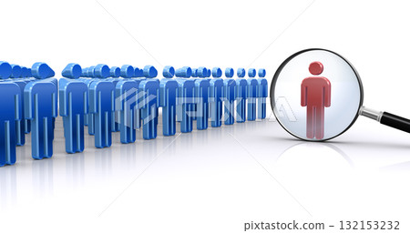 用放大鏡尋找人體圖標,人員招募和領導者選拔的圖像 用放大鏡尋找人體圖標,人員招募和領導者選拔的圖像 132153232