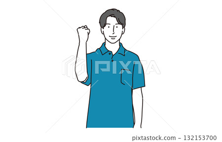 Illustration material of a caregiver making a fist pump 132153700