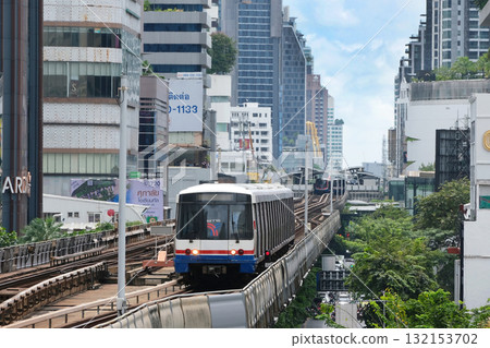 BTS elevated railway in Bangkok, Thailand 132153702
