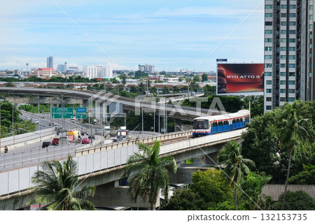 BTS elevated railway in Bangkok, Thailand 132153735