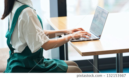 餐廳服務員在筆記型電腦上輸入數據 餐廳服務員在筆記型電腦上輸入數據 132153987