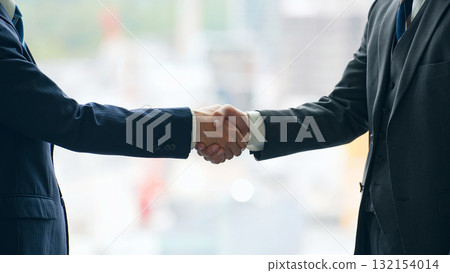 Group of business people shaking hands with city background 132154014