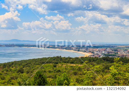 Aerial view of Sunny Beach resort and the Black Sea in Bulgaria Aerial view of Sunny Beach resort and the Black Sea in Bulgaria 132154092