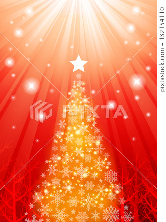 森林裡的聖誕樹，背景，插圖，紅色，垂直，可愛，集中的線條 132154110