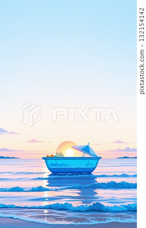 黎明前漂浮在海天上的船 132154142