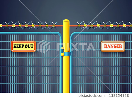 3d illustration of locked abstract door 132154528