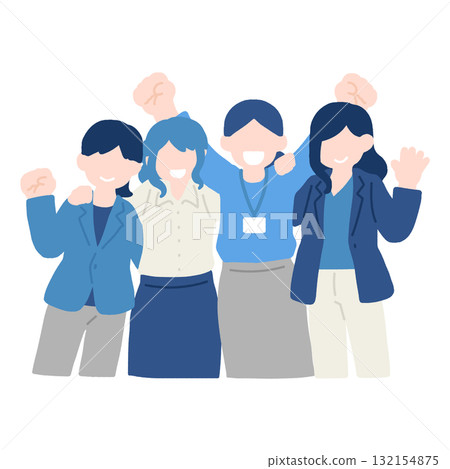 A flat illustration of a happy businesswoman [female] putting her arm around someone's shoulder 132154875