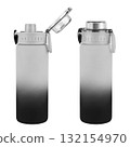 Sports plastic gray bottle with black bottle isolated on white background 132154970
