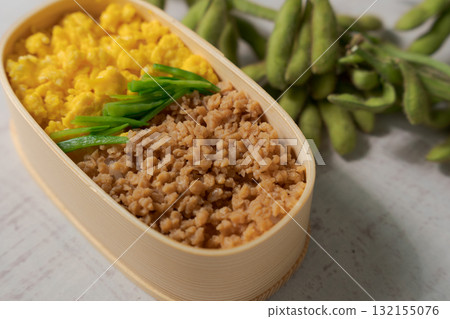 用大豆肉製成的肉末便當 132155076