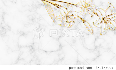 Marble background with gold wire lilies 132155095