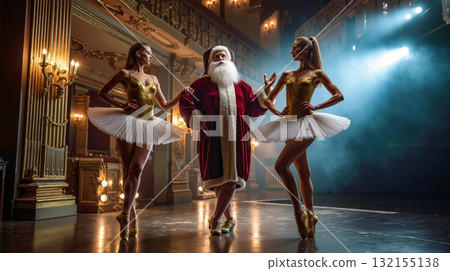 A group of ballet dancers and a santa claus standing next to each other A group of ballet dancers and a santa claus standing next to each other 132155138