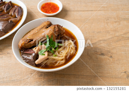 Braised duck noodles with brown soup Braised duck noodles with brown soup 132155281