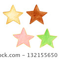 Watercolor hand-painted illustration of a set of star-shaped icing cookies 132155650