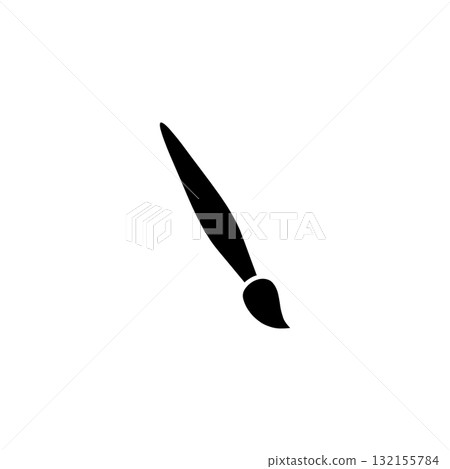 Illustration of a black paintbrush icon. Painter tool isolated on a white background. Art supplies for creativity. 132155784