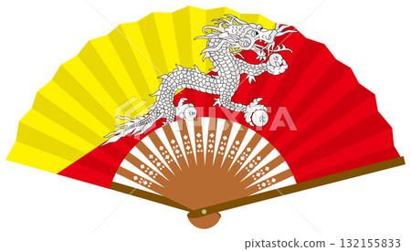 Bhutanese flag fan 132155833