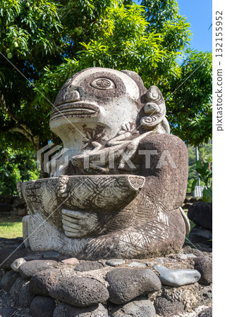 Ancient tiki statue in Atuona, Hiva Oa, Marquesas Islands, French Polynesia 132155952