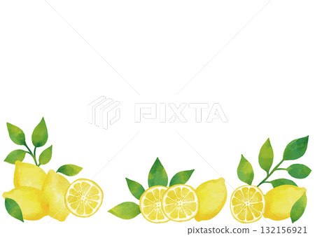 水彩檸檬框架（附葉子） 132156921