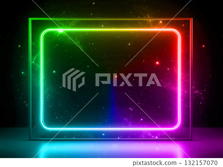 用彩色霓虹燈裝飾的抽象的背景 用彩色霓虹燈裝飾的抽象的背景 132157070