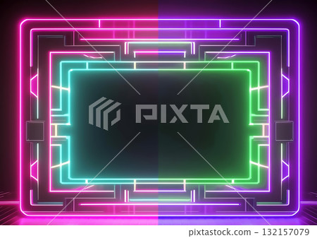 用彩色霓虹燈裝飾的抽象的背景 132157079