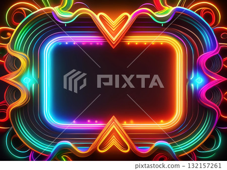 用彩色霓虹燈裝飾的抽象的背景 用彩色霓虹燈裝飾的抽象的背景 132157261
