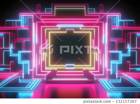用彩色霓虹燈裝飾的抽象的背景 132157267