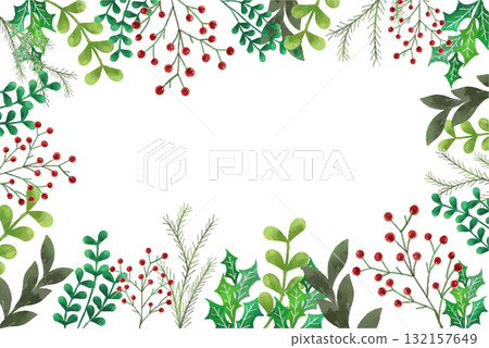 植物風格水彩植物框架 植物風格水彩植物框架 132157649