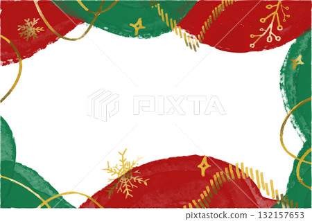 手繪水彩聖誕框架向量插圖 132157653
