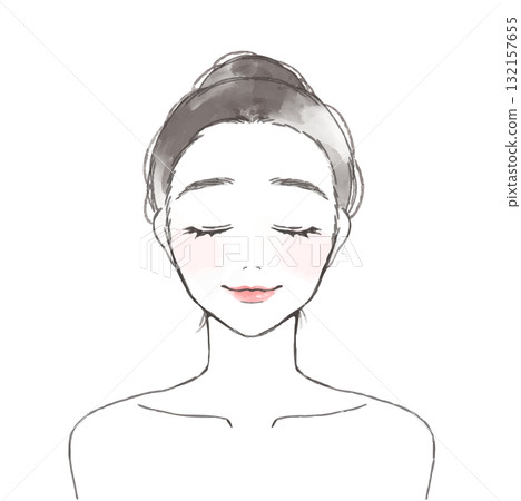 Simple illustration of a woman's front face Simple illustration of a woman's front face 132157655