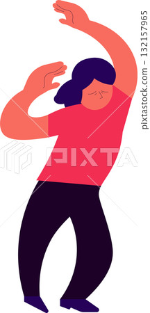 People dancing and swaying their arms while listening to music intently 132157965