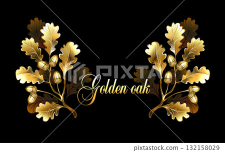 Symmetrical golden oak branches Symmetrical golden oak branches 132158029