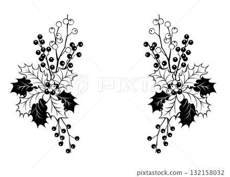 Symmetrical frame with outline holly 132158032