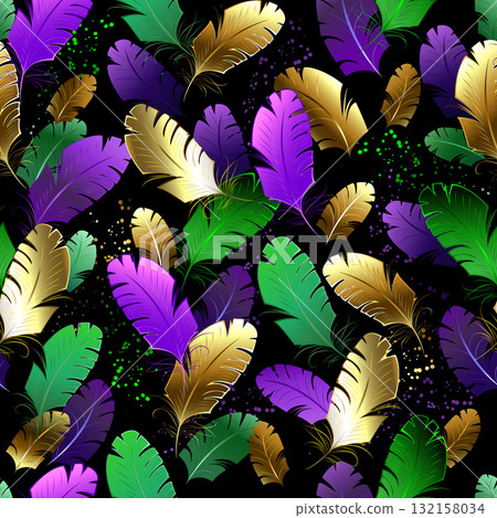 Seamless with Mardi Gras feathers Seamless with Mardi Gras feathers 132158034