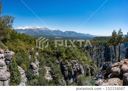 Panoramic view over the Turkish mountain landscape Panoramic view over the Turkish mountain landscape 132158087
