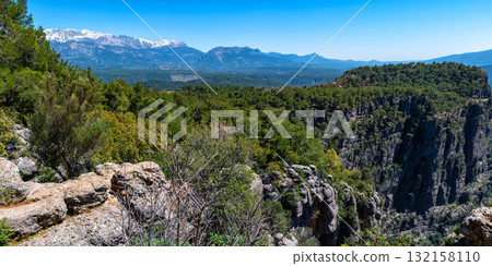 Taurus Mountains with snow near Antalya 132158110