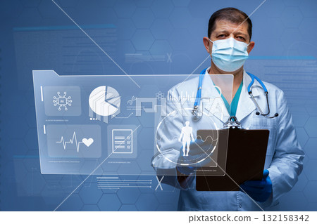 Medical professional using digital technology in modern healthcare setting 132158342