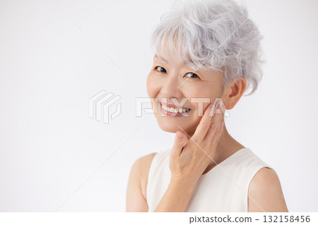 Senior woman portrait of a gray-haired woman 132158456