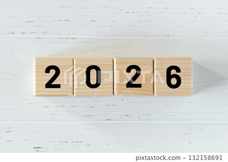 Wooden cubes with numbers of 2026 132158691