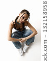 beautiful girl with braids. pretty young woman with tressed hairstyle 132158958