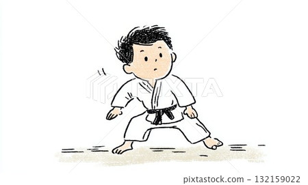 一個穿著空手道製服的男孩的插圖 一個穿著空手道製服的男孩的插圖 132159022