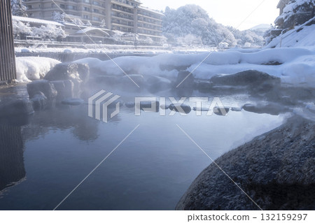 Snow scene of Misasa Onsen Snow scene of Misasa Onsen 132159297