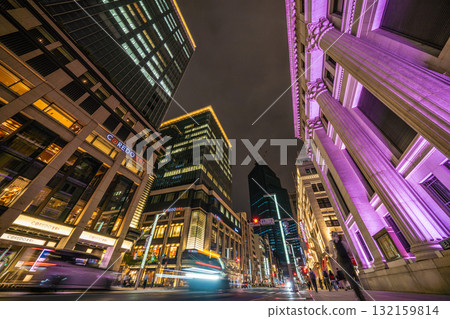 Tokyo cityscape in Japan: Nihonbashi and Muromachi 2-chome. Coredo Muromachi 1 and 3, Sumitomo Mitsui Trust Bank, Mitsukoshi, Nihonbashi 1-chome redevelopment 132159814
