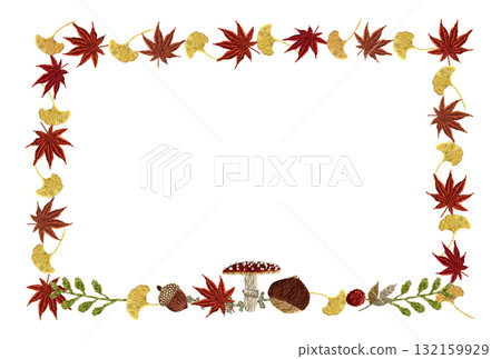 [秋季主題方格]手工刺繡插畫素材 132159929