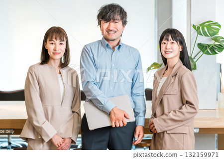 Boss in a company office, male executive businessman and assistant, female secretary staff 132159971