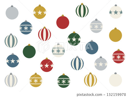 Flat and colorful Christmas ornament vector illustration set 132159978