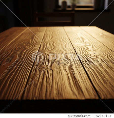 Textured Brown Wooden Table Surface with Blurred Background Textured Brown Wooden Table Surface with Blurred Background 132160125