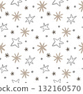 Christmas neutral seamless star pattern in beige and gray tones for textile, wrapping paper, and digital design. 132160570